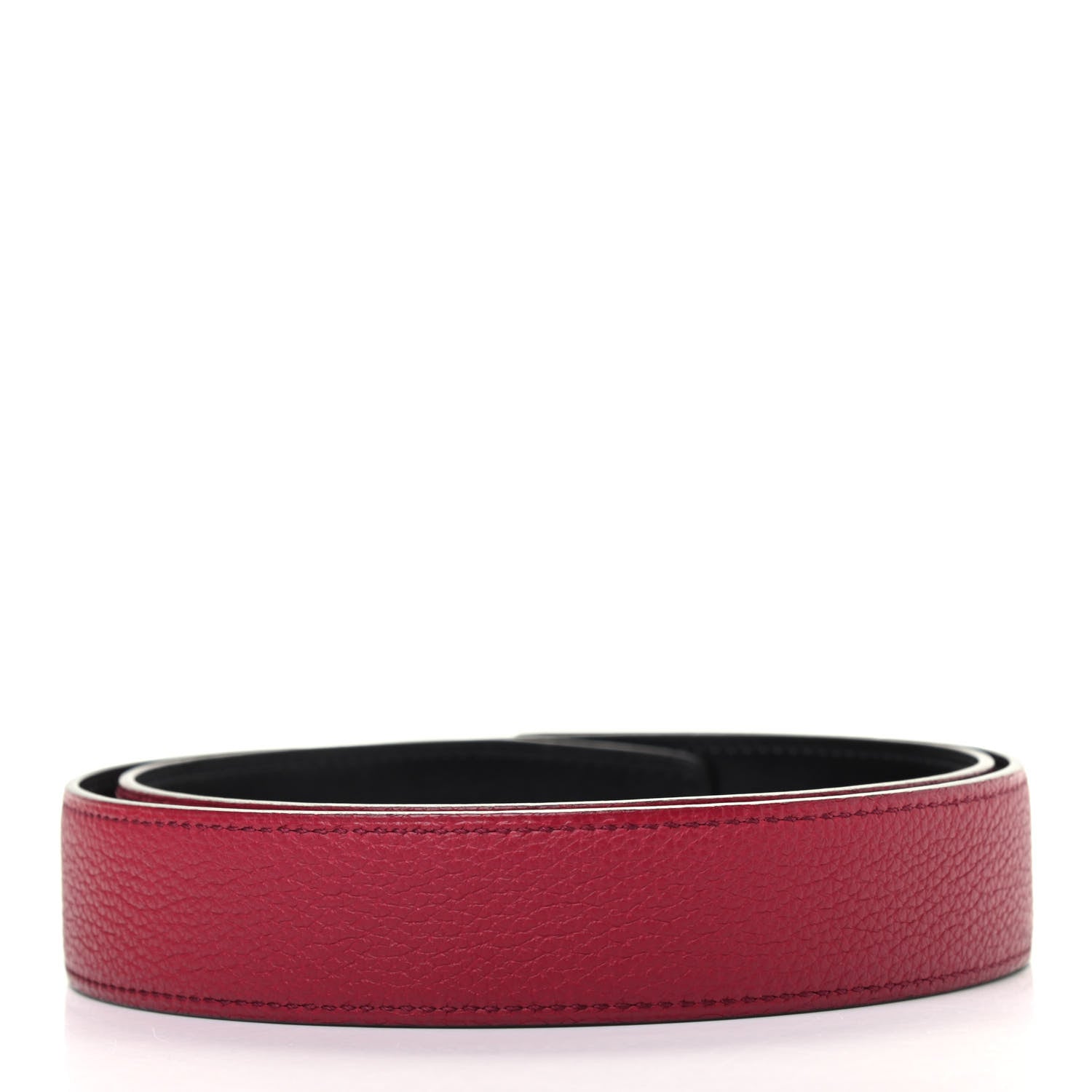 Hermes Box Togo 32mm Belt Strap 80 Black Rouge Grenat 2 of 4