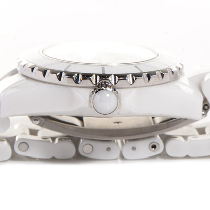 Chanel Stainless Steel Ceramic Diamond 33mm J12 Quartz Watch White 6 of 7