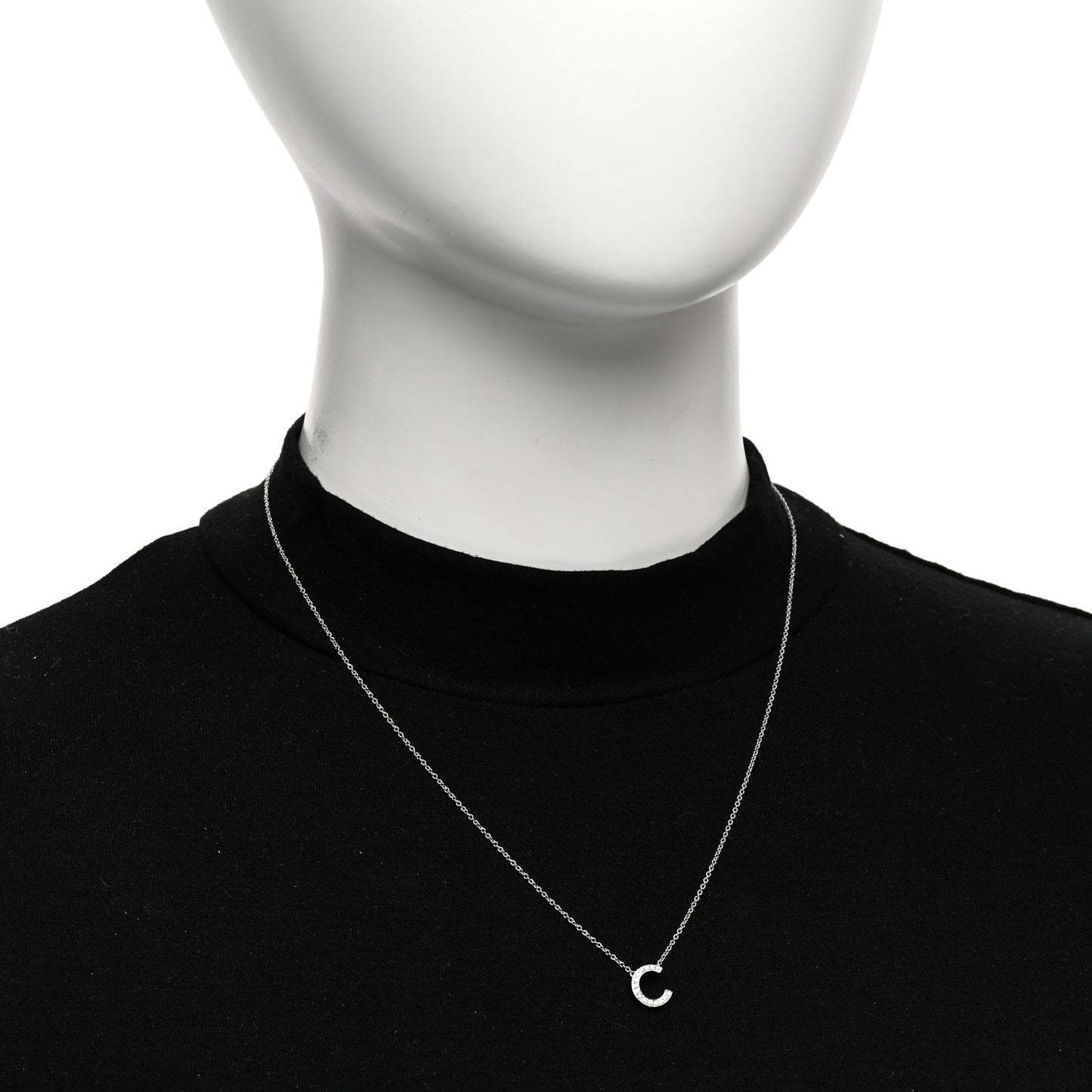 Platinum Diamond Letters C Pendant Necklace