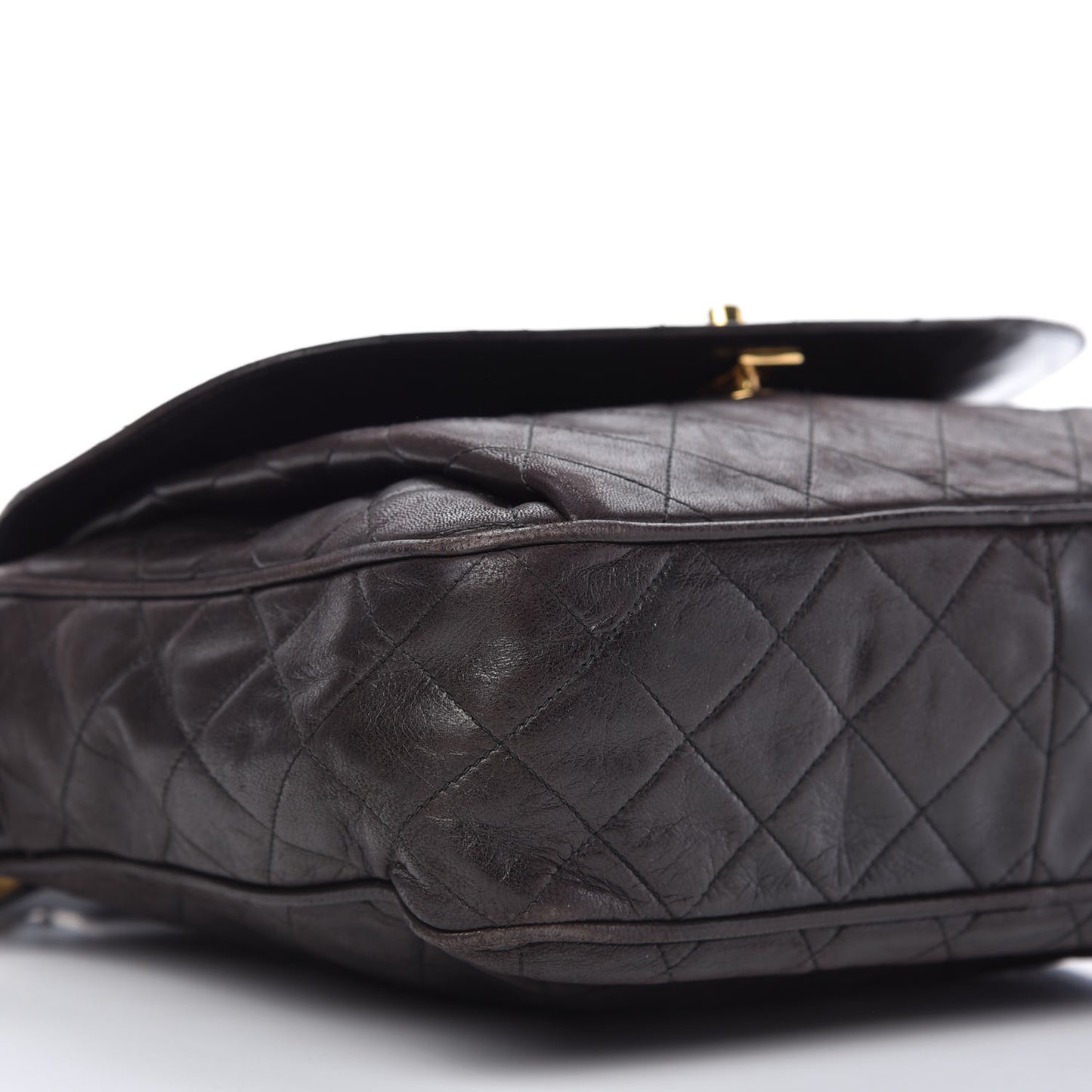 Lambskin Quilted Tassel Flap Camera Case Brown