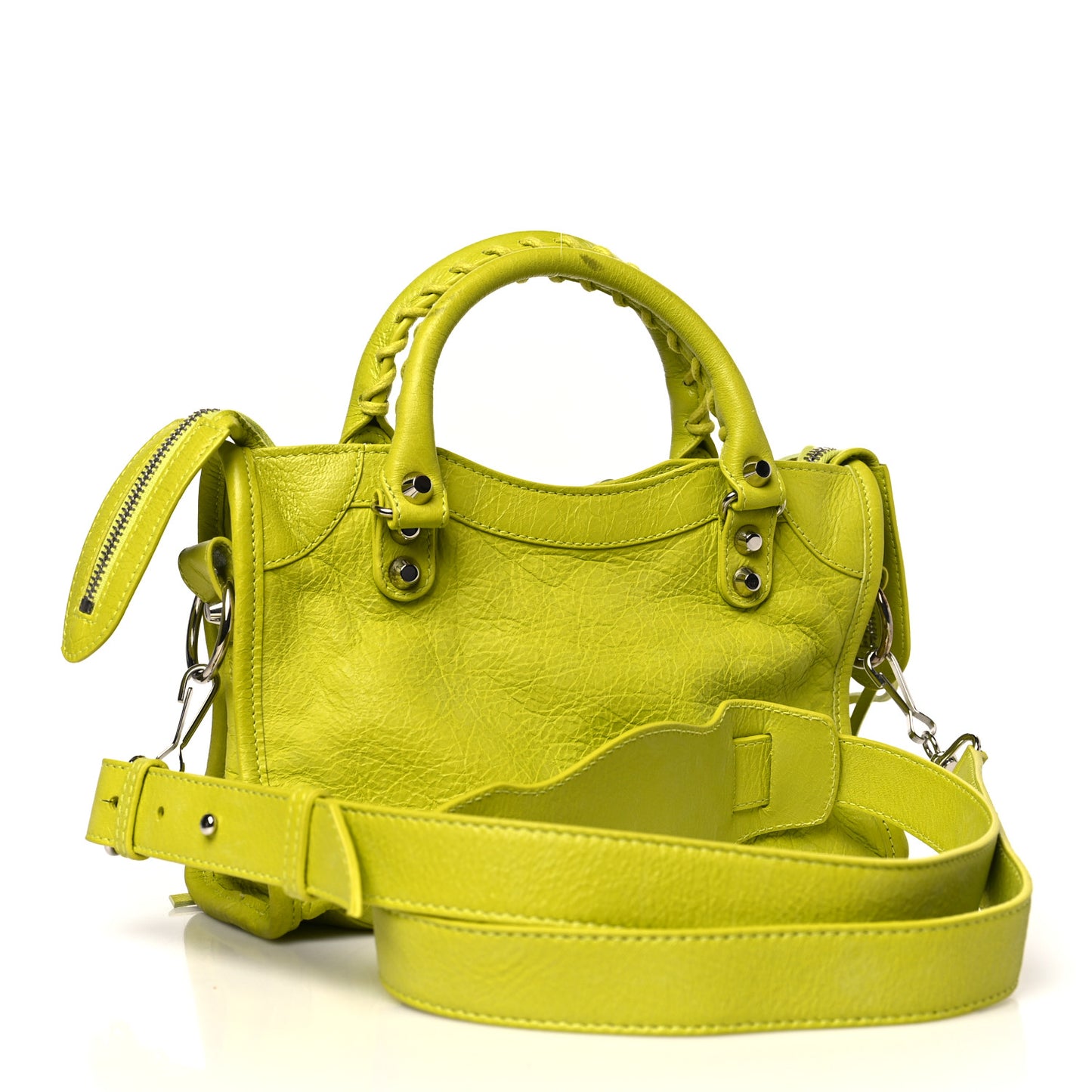 Agneau Classic Silver Hardware Mini City Lime