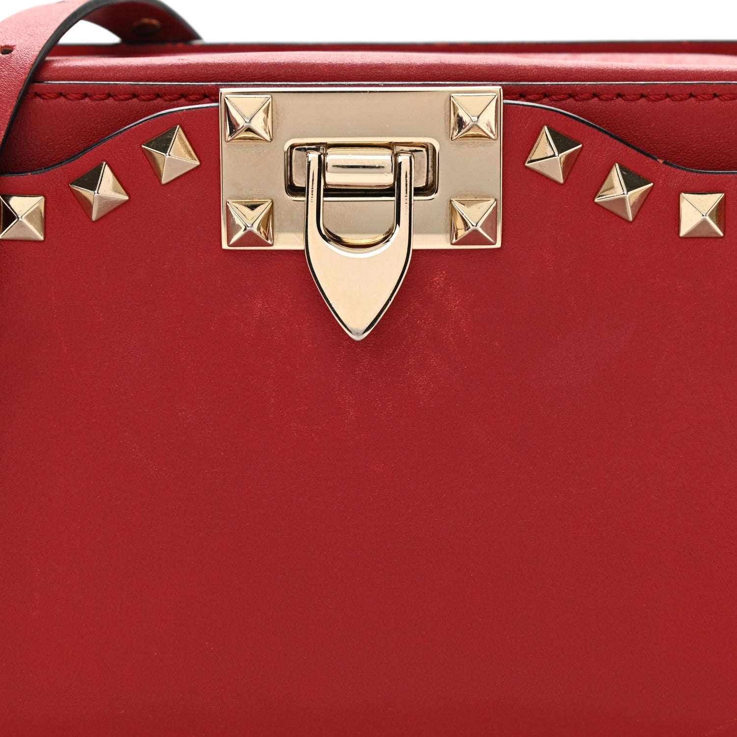 Valentino Garavani Calfskin Rockstud Flip Lock Camera Crossbody Bag Rosso 8 of 10