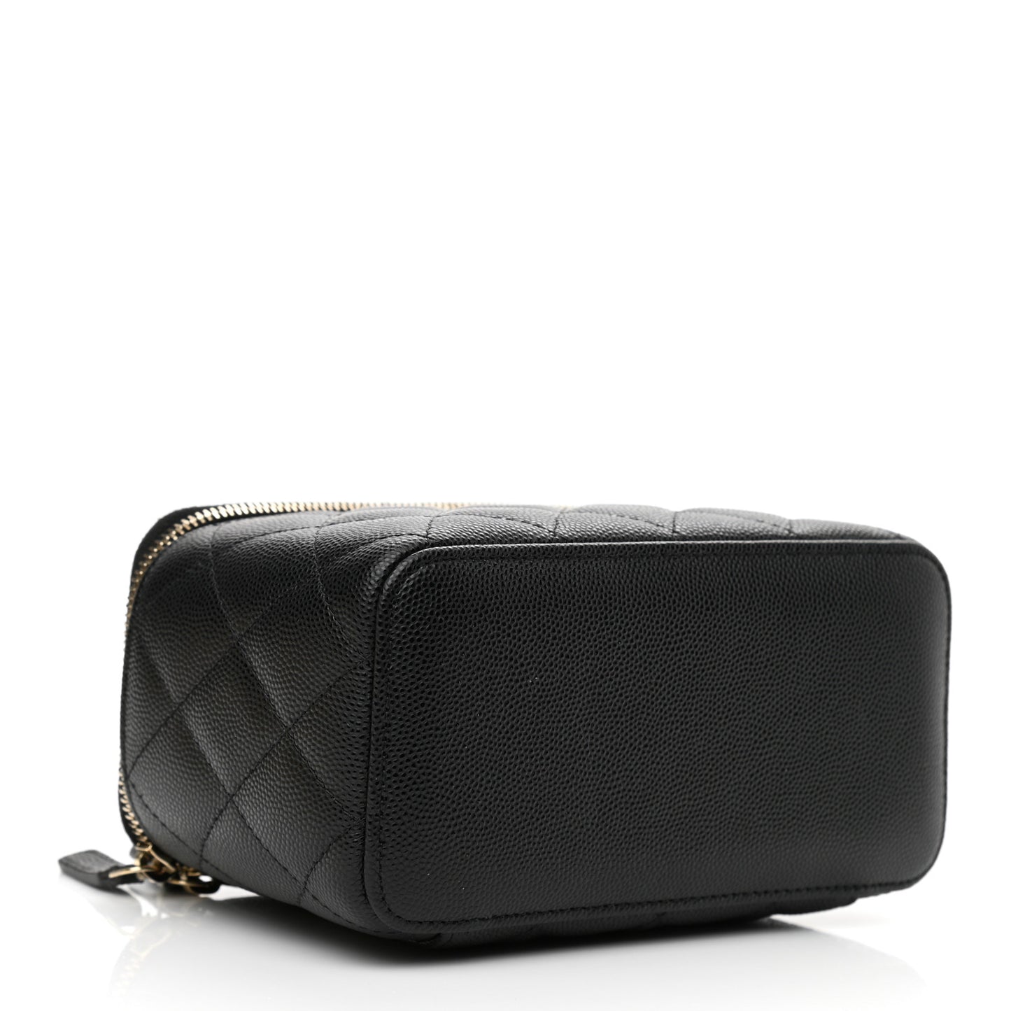 Caviar Quilted Small Vanity Case With Chain Black