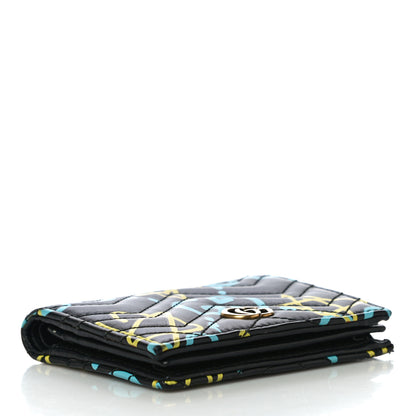 Gucci Calfskin Matelasse GucciGhost GG Marmont Card Case Wallet Black New Acquamarine 4 of 9