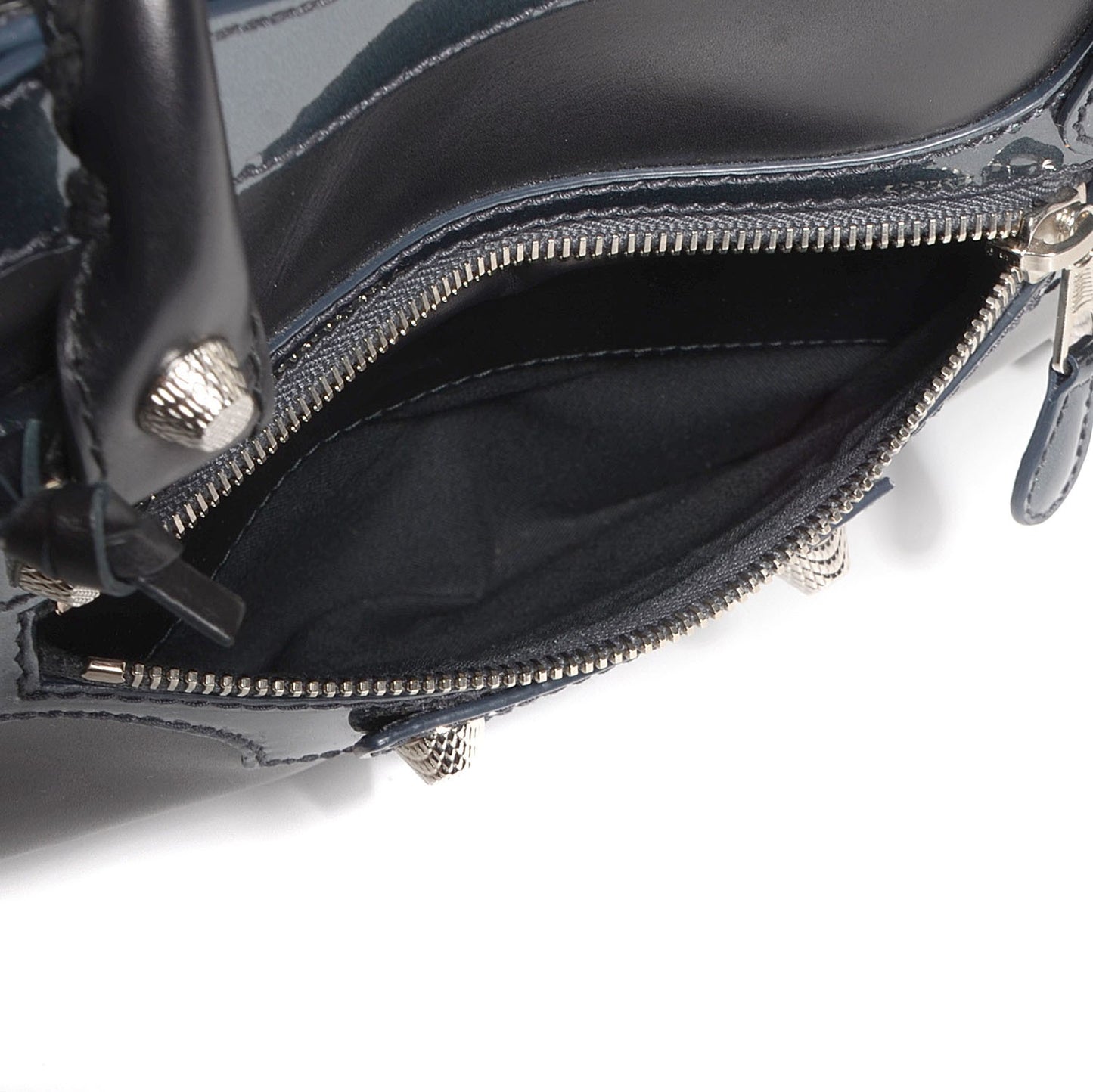 Smooth Calfskin Metallic Patent Giant 12 Silver Hardware City Black Gris