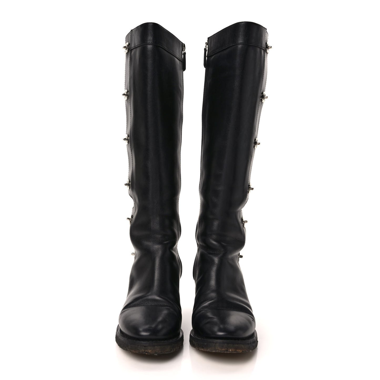 Calfskin CC Turnlock High Boots 38 Black