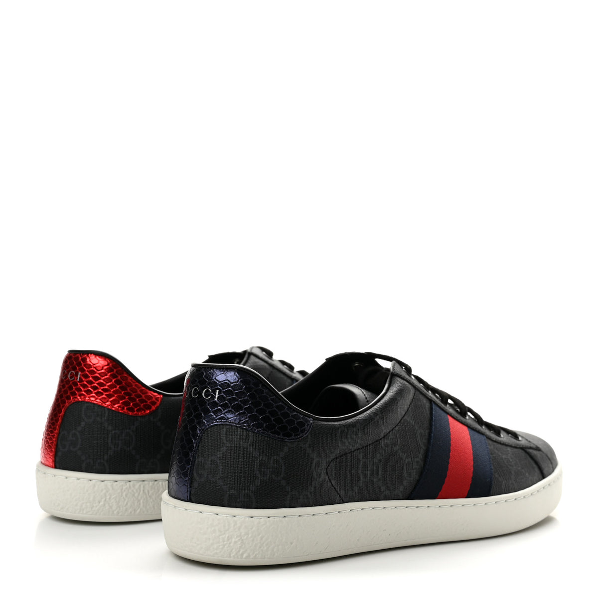 GG Supreme Monogram Ayers Web Mens New Ace Sneakers 10 Black
