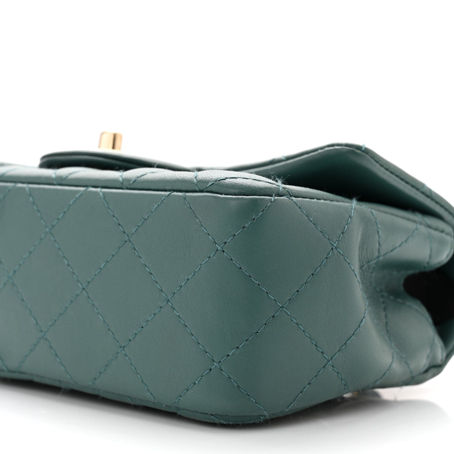 Lambskin Quilted Mini Rectangular Flap Green