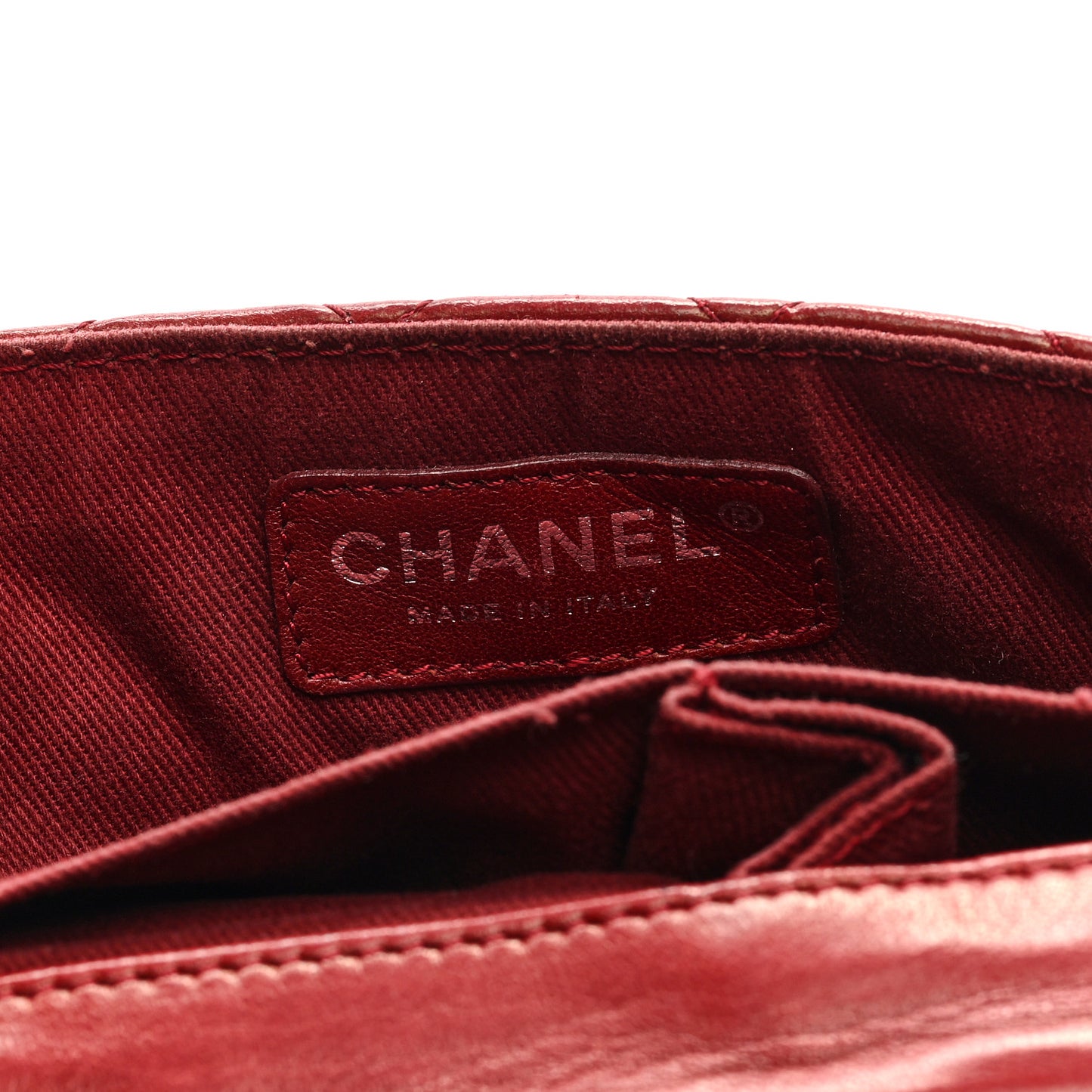 Lambskin Quilted Madison Chain Trim Flap Dark Red