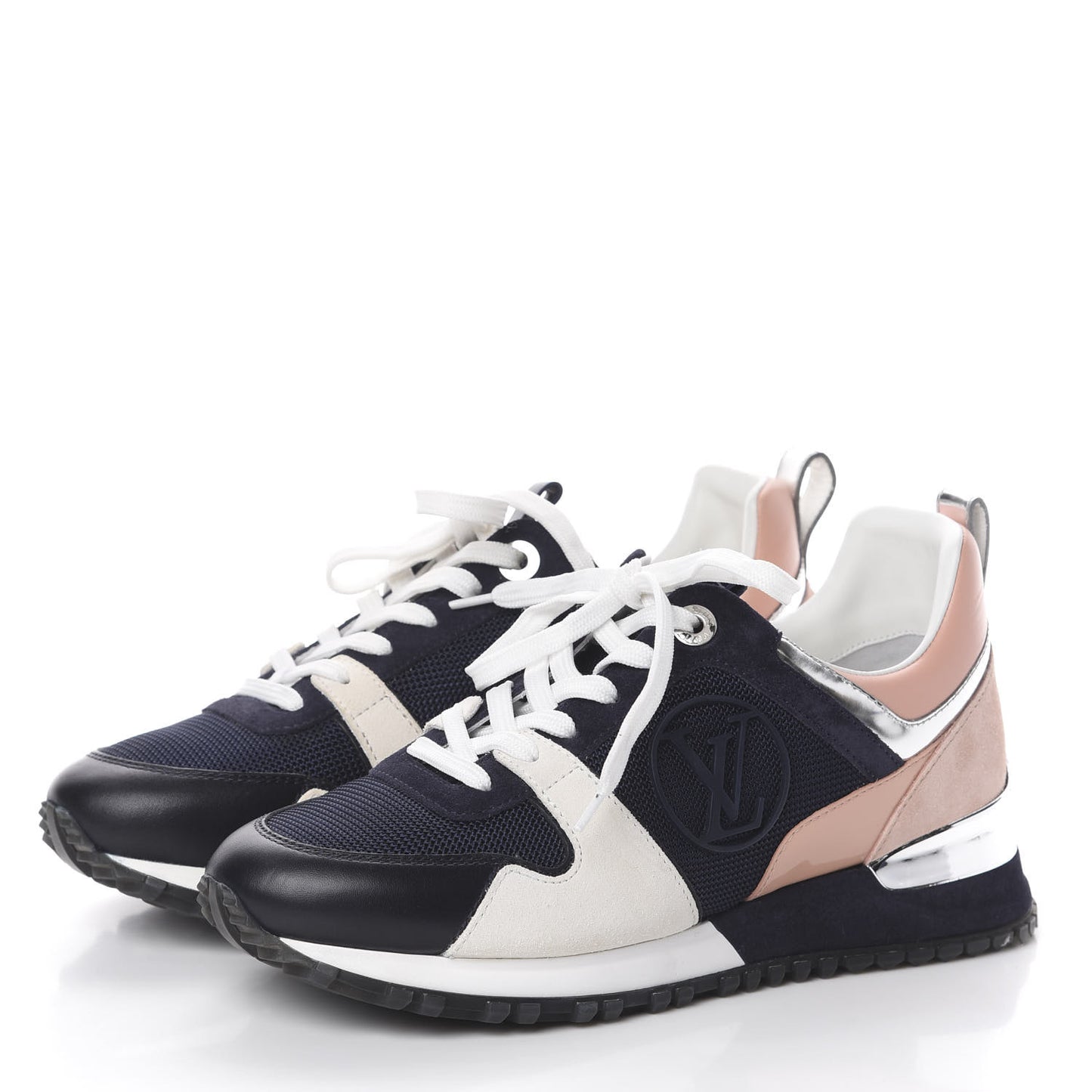 Suede Calfskin Run Away Sneakers 35.5 Blue Pink White