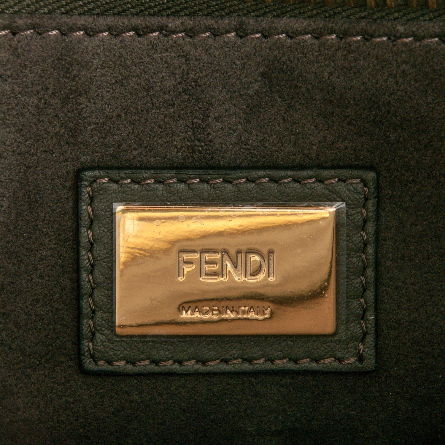Fendi Calfskin Geometric Embroidered Large Peekaboo Iconic Satchel Grey 7 of 7