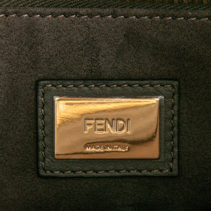 Fendi Calfskin Geometric Embroidered Large Peekaboo Iconic Satchel Grey 7 of 7