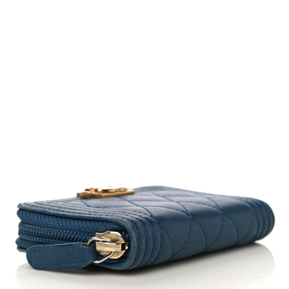 Chanel Caviar Quilted Boy Zip Around Coin Purse Wallet Dark Blue 4 of 17
