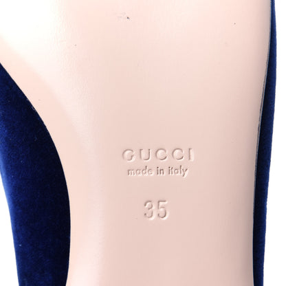 Gucci Velvet Crystal Square G Madelyn Loafers 35 Cobalt Blue 8 of 11