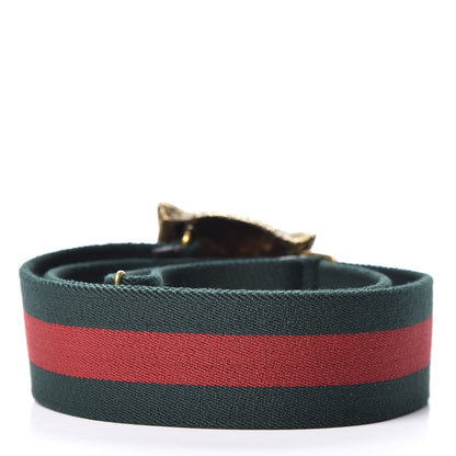 Gucci Web Feline Buckle Belt 85 34 Green Red 2 of 4