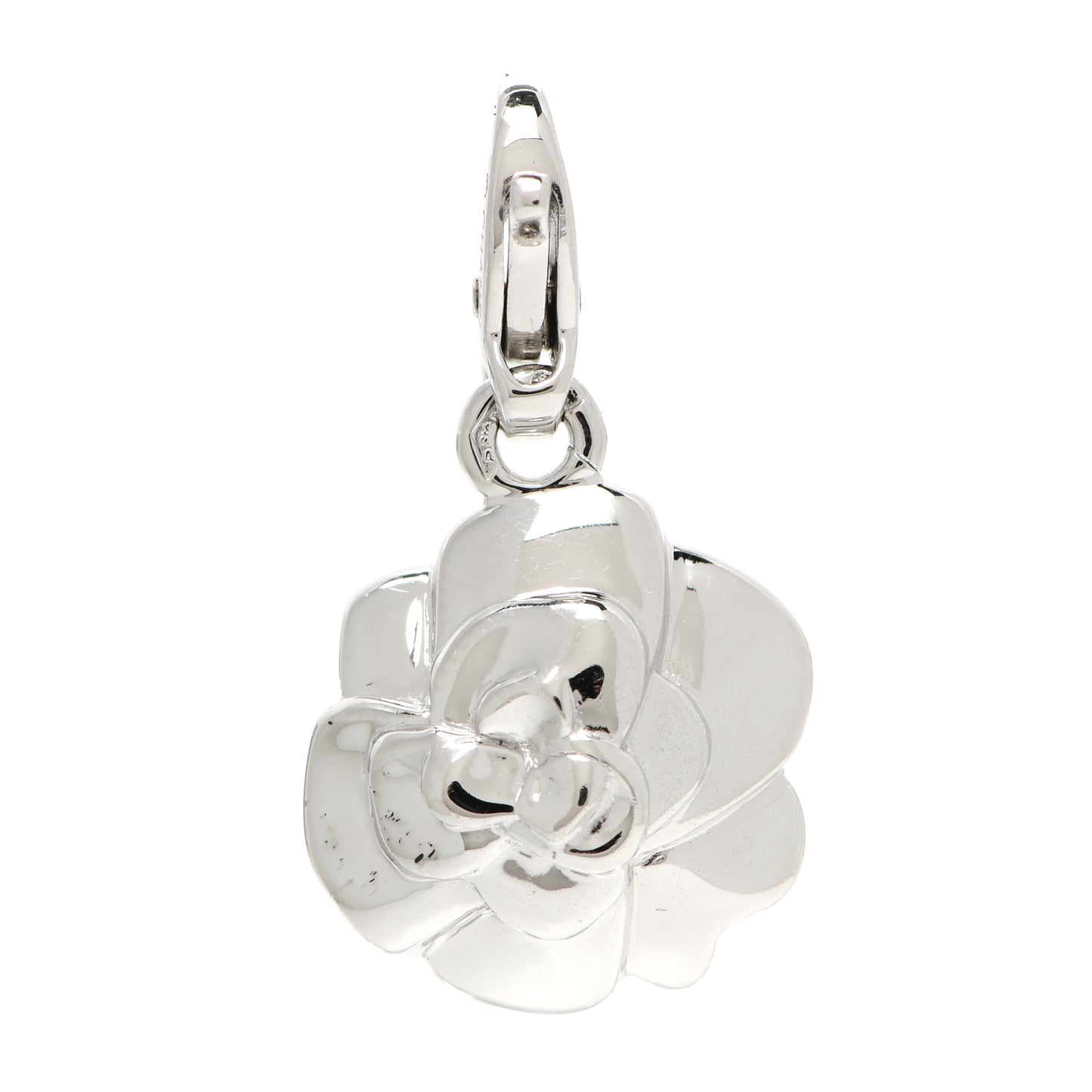 18K White Gold Camellia Flower Charm