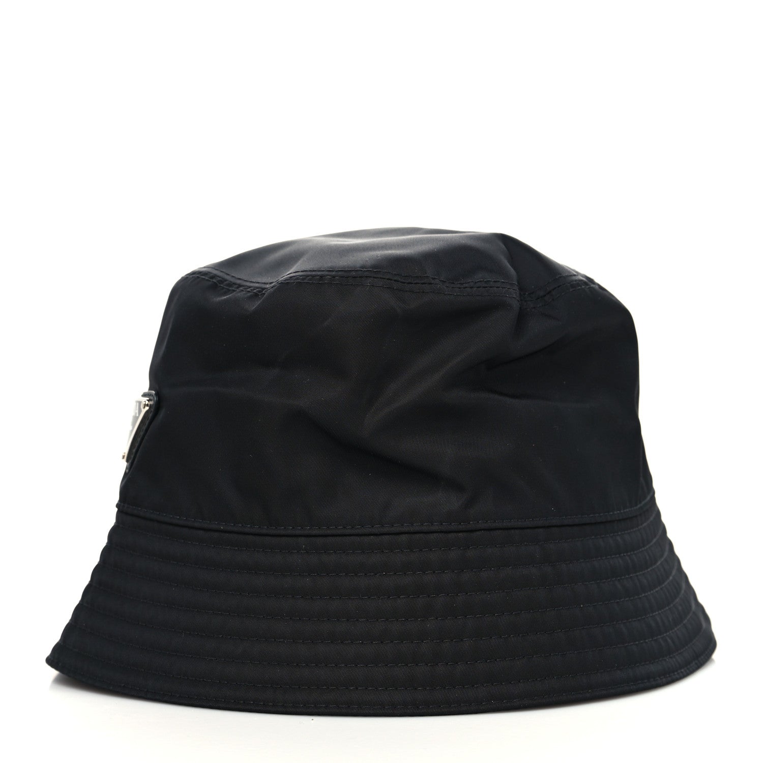 Prada Re-Nylon Metal Triangle Logo Womens Bucket Hat S Black 3 of 7