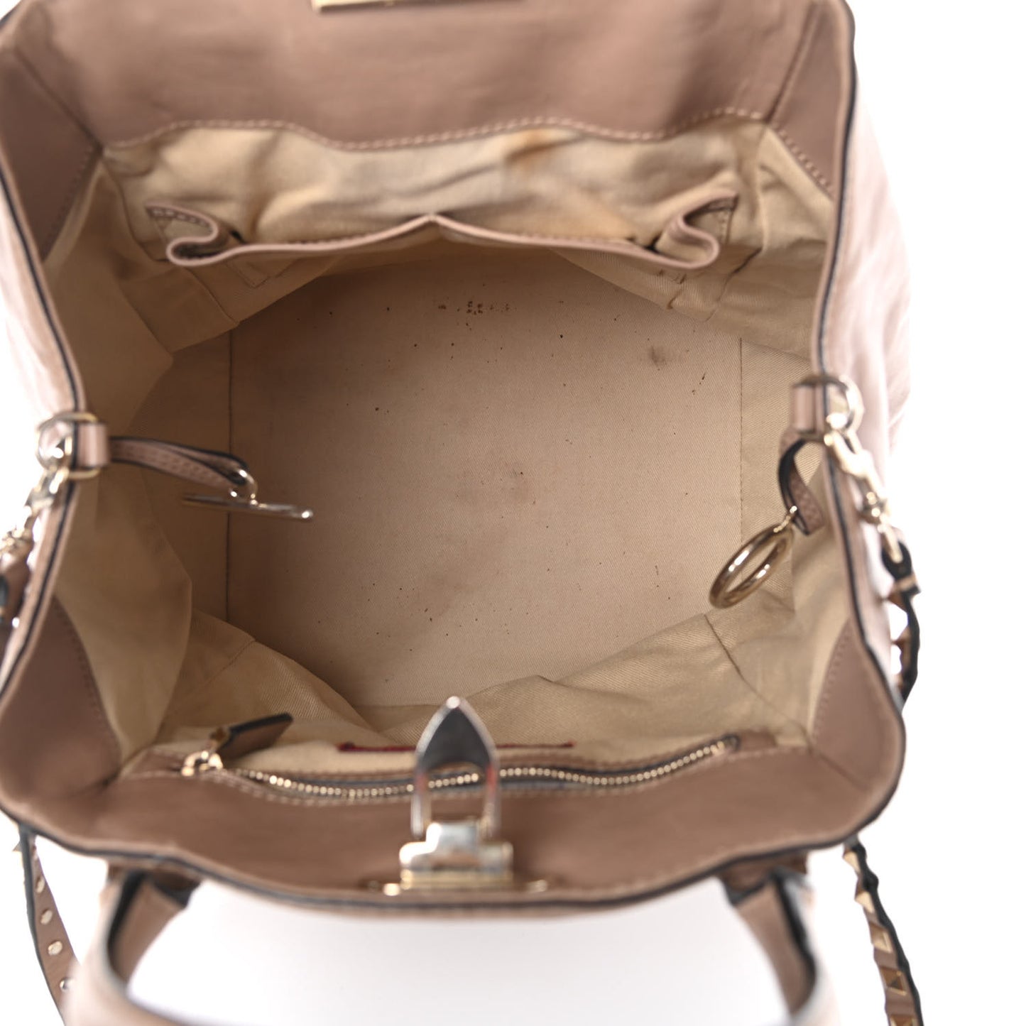 Calfskin Rockstud New Dome Bucket Tote Poudre