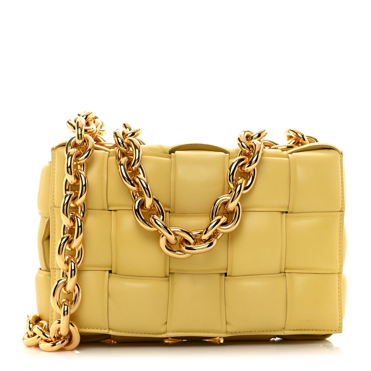 Lambskin Maxi Intreccio Padded Chain Cassette Crossbody Bag Corn