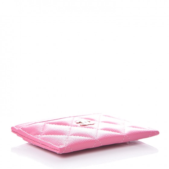 Caviar Quilted Card Holder Pink