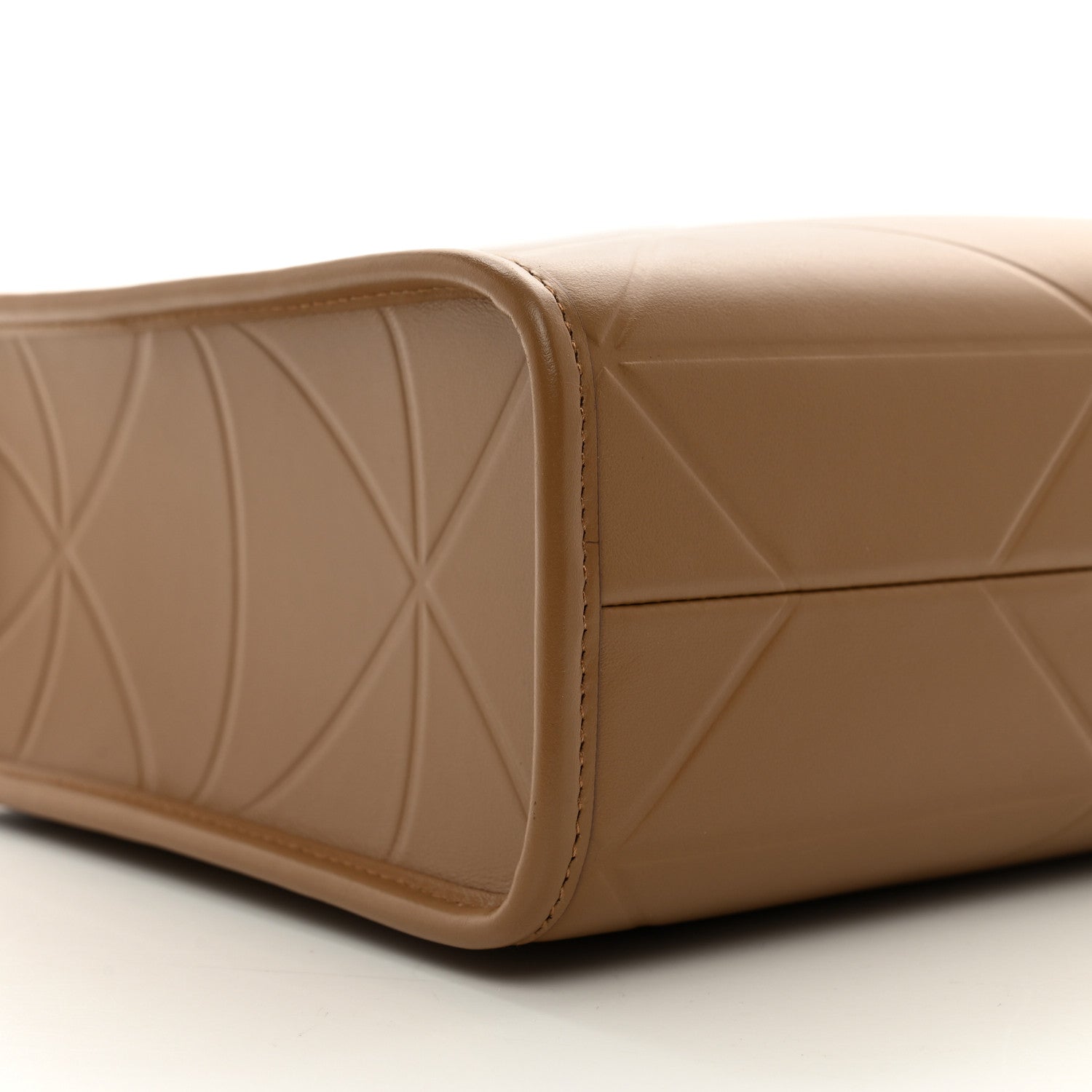 Prada Soft Calfskin Triangolo Symbole Embossed Mini Tote Caramel 7 of 8