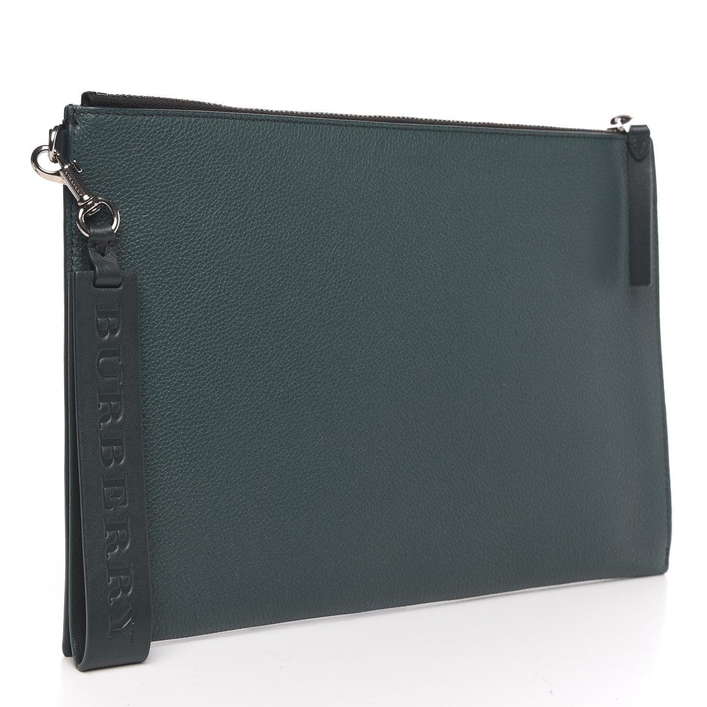 Grainy Calfskin Edin Zip Pouch Dark Cyan