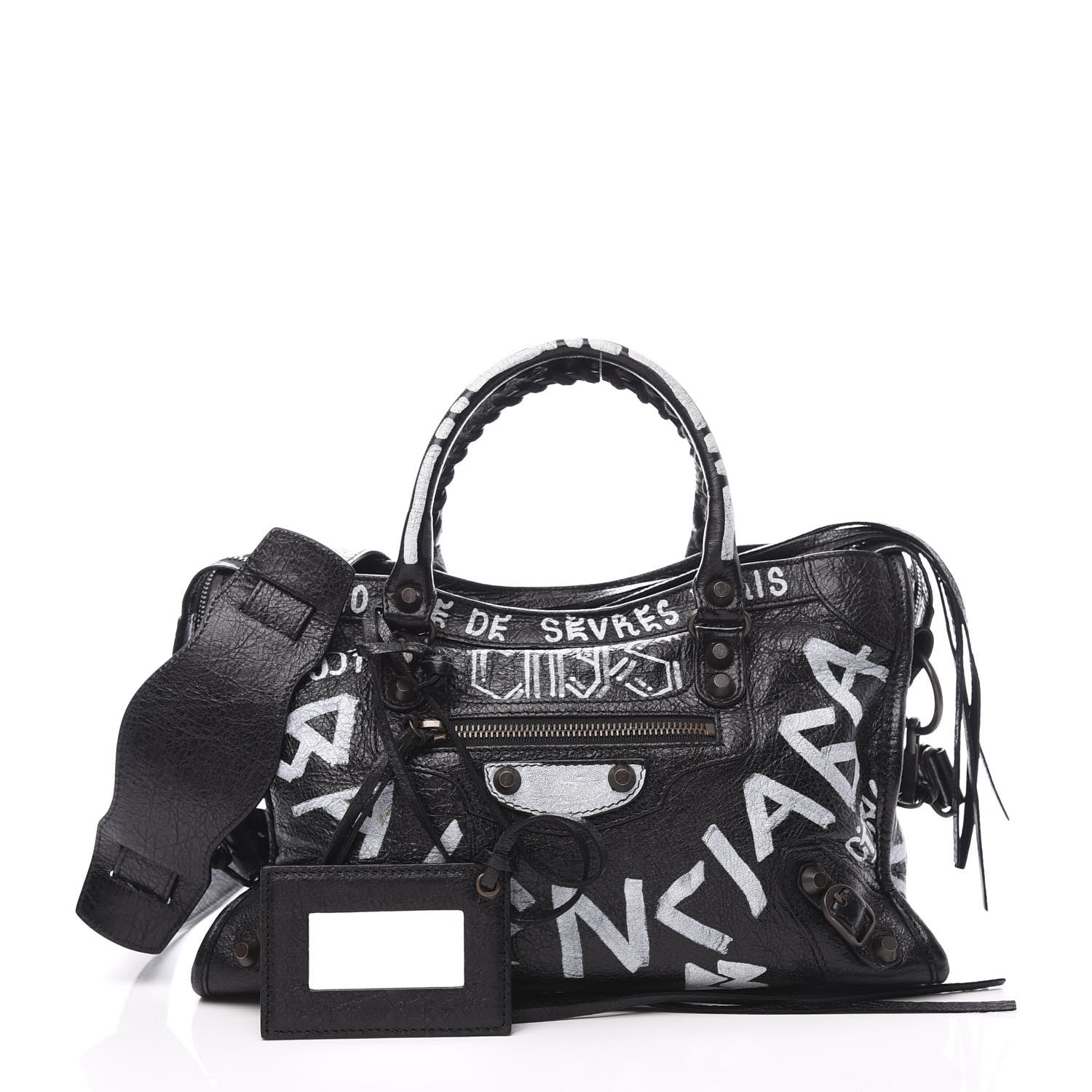 Balenciaga Agneau Classic Hardware Graffiti All Over S City Black 2 of 13