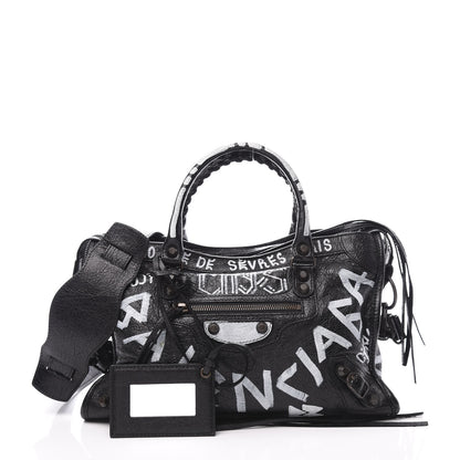 Balenciaga Agneau Classic Hardware Graffiti All Over S City Black 2 of 13