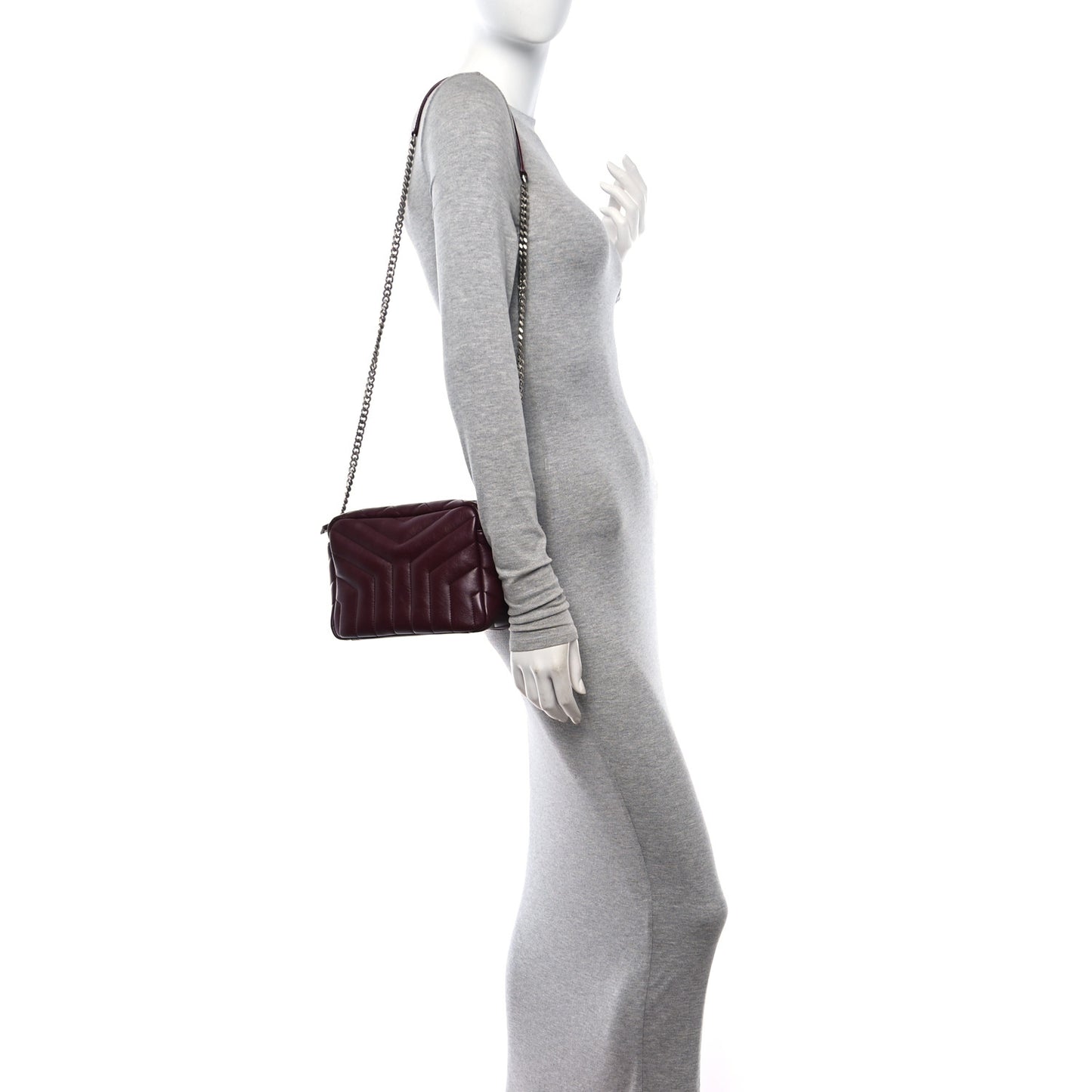 Calfskin Y Quilted Monogram Small Loulou Bowling Bag Rouge Legion