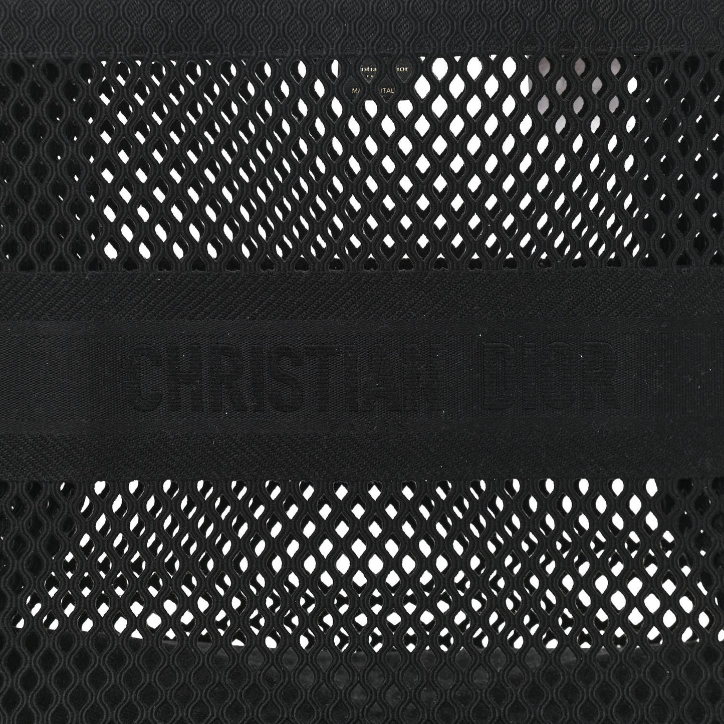 Mesh Embroidered Book Tote Black