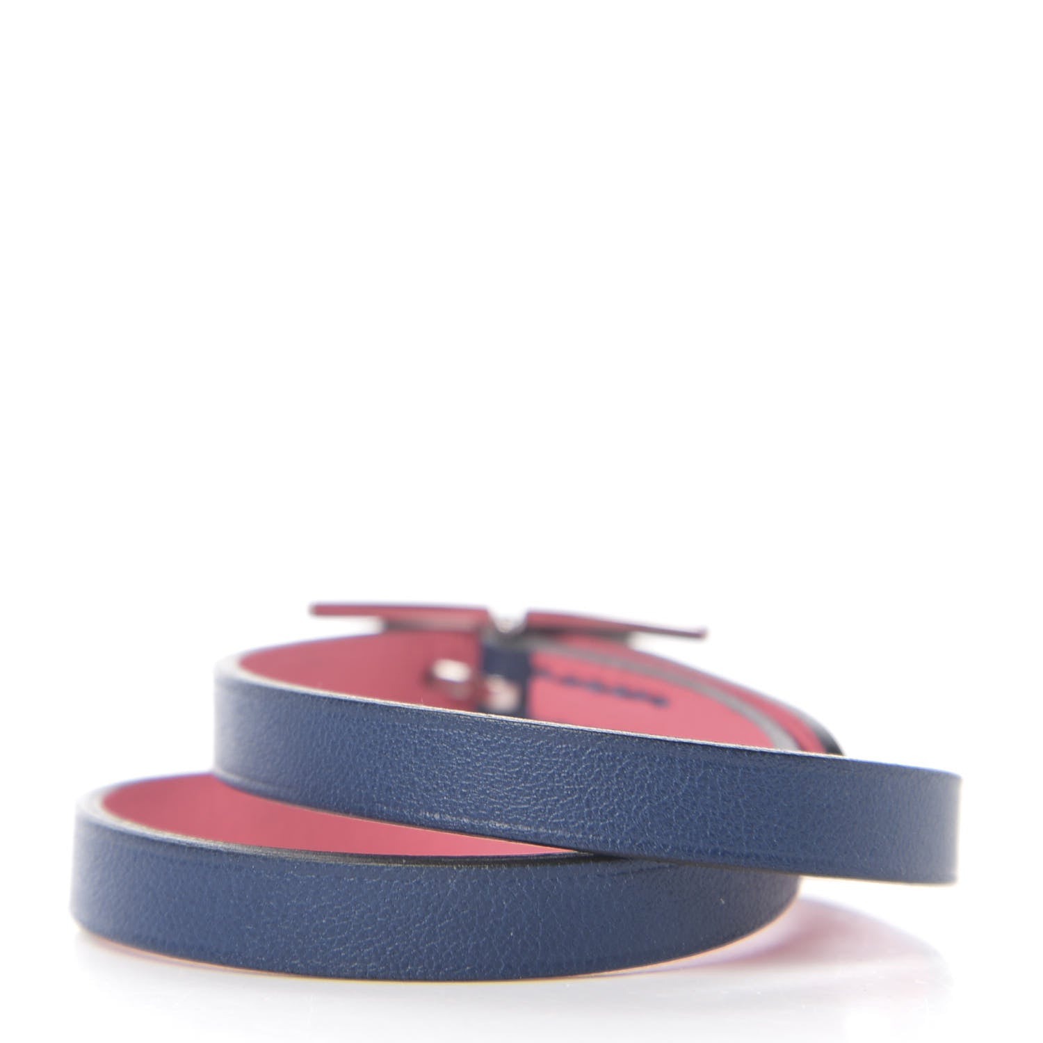 Hermes Swift Behapi Double Tour Bracelet T2 Deep Bleu Rose Azalee 2 of 5