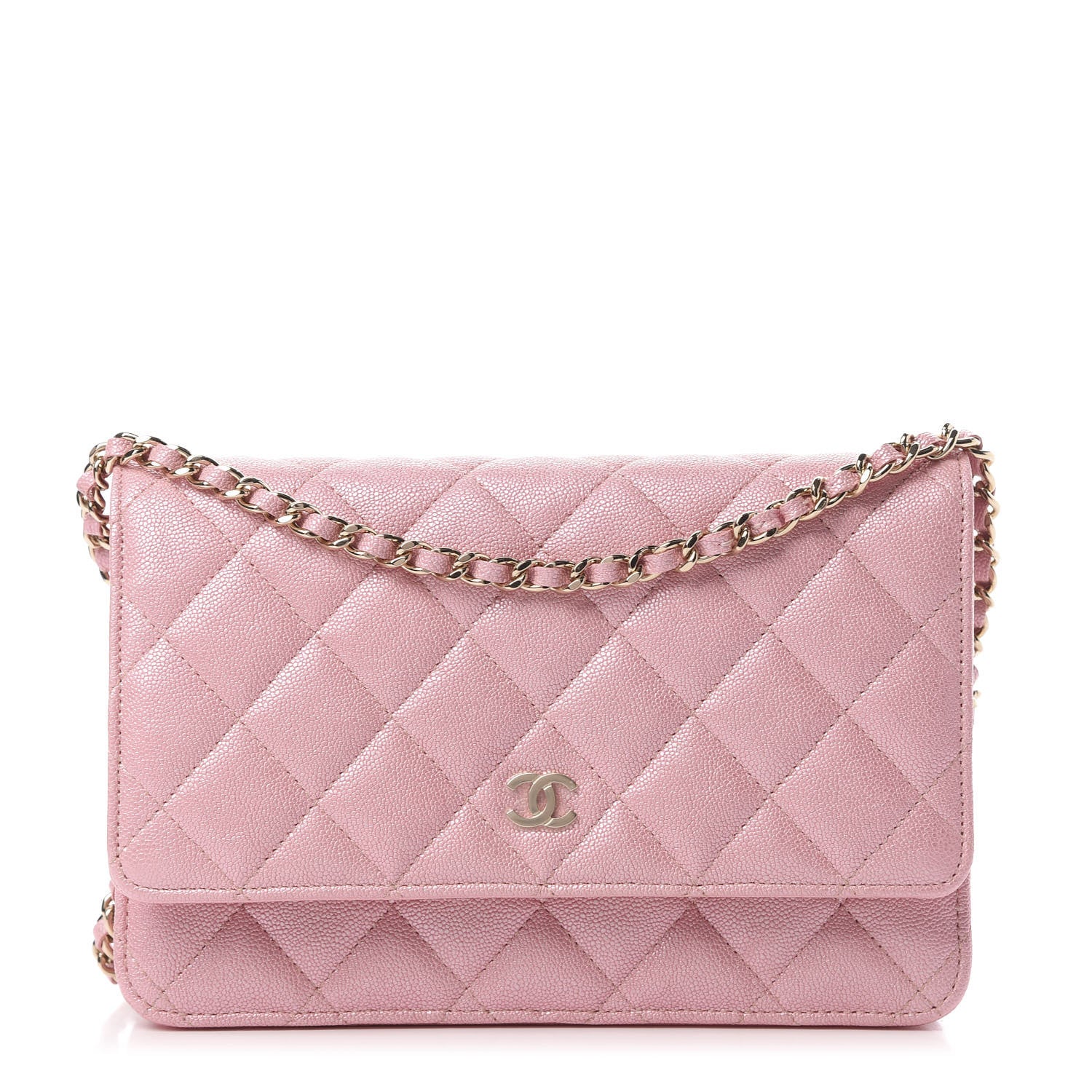 Chanel Iridescent Caviar Quilted Wallet on Chain WOC Rose Pink 1 of 12