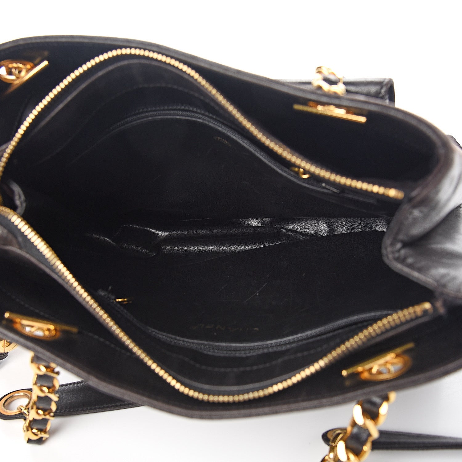 Chanel Lambskin CC Flap Shopping Tote Black 4 of 14