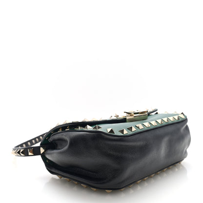 Valentino Garavani Vitello Small Rockstud Flap Saddle Bag Smeraldo Black 4 of 9