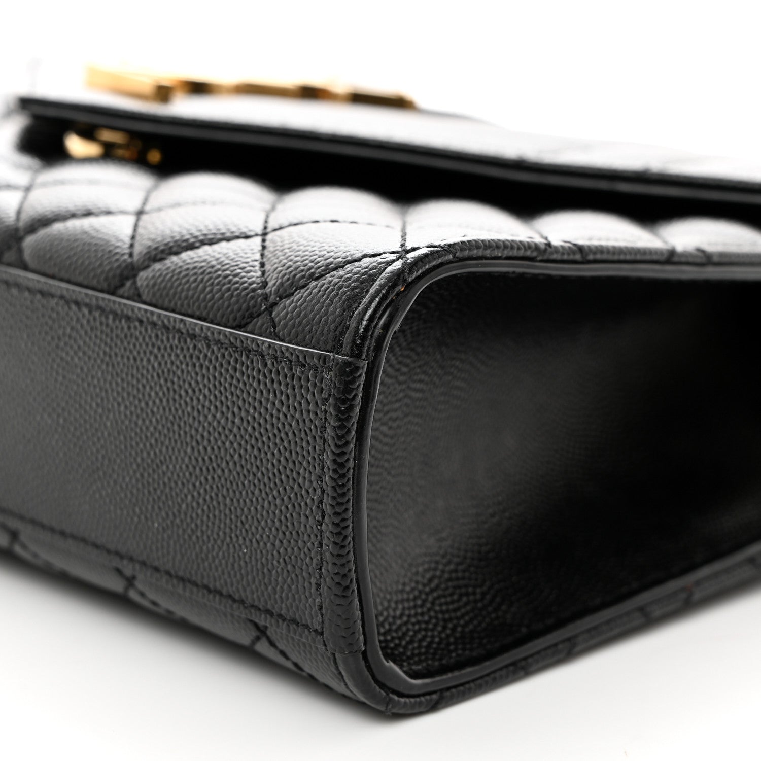Saint Laurent Grain De Poudre Textured Mixed Matelasse Triquilt Medium Monogram Satchel Black 11 of 11