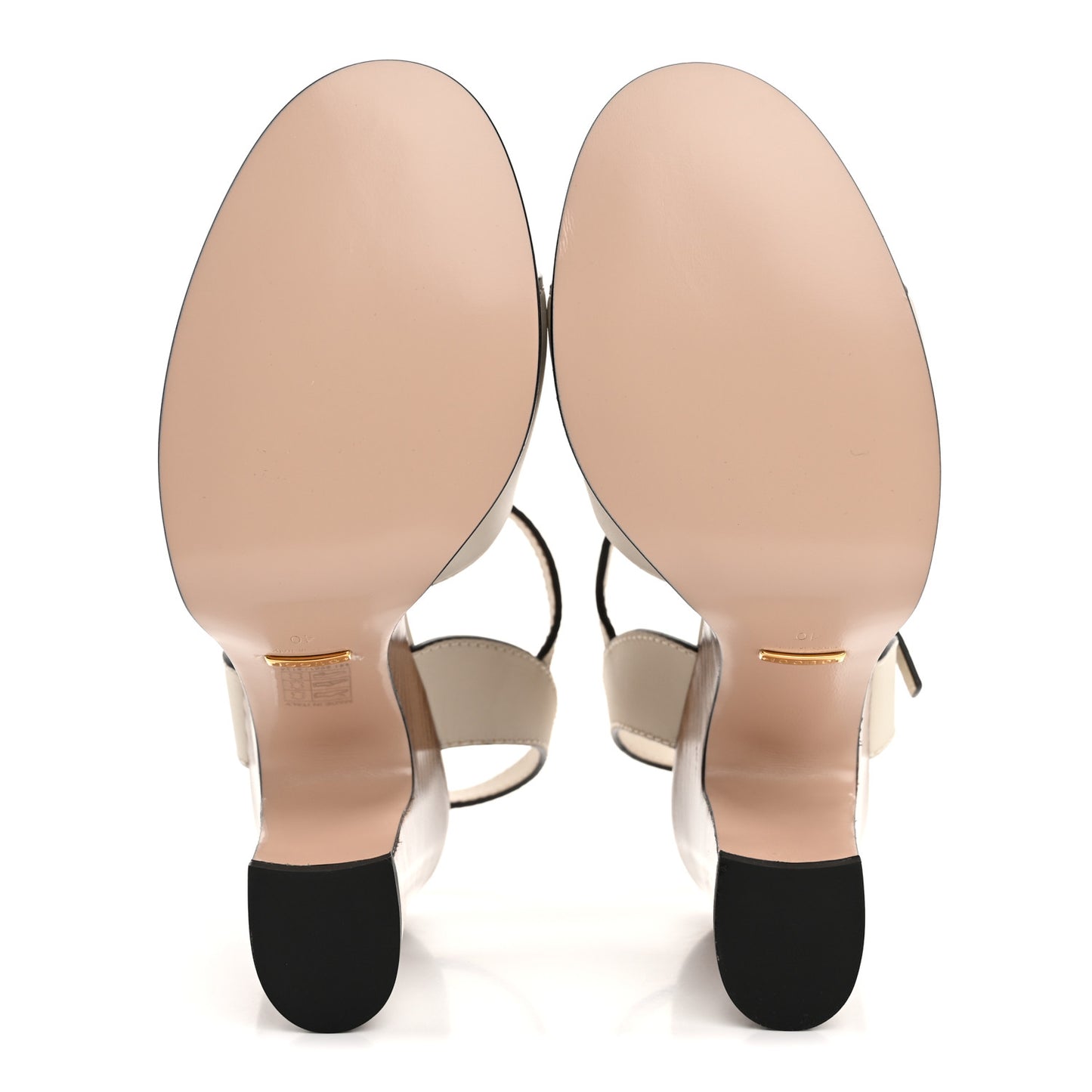 Cosmos Softy Calfskin Wooden Interlocking G Cut-Out 30/120mm Platform Sandals 40 Mystic White