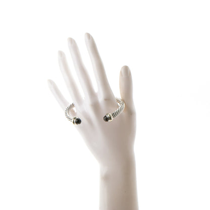 David Yurman Sterling Silver 14K Yellow Gold Smoky Quartz 7mm Cable Classics Bracelet 2 of 4