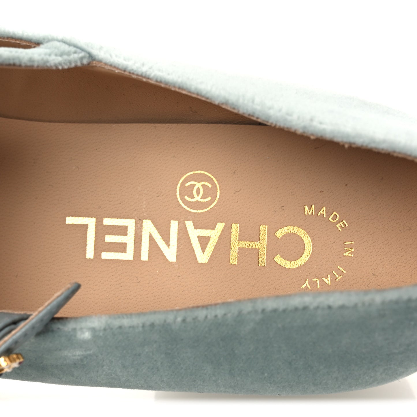Velvet Grosgrain Bow Mary Jane Flats 37.5 Light Green White