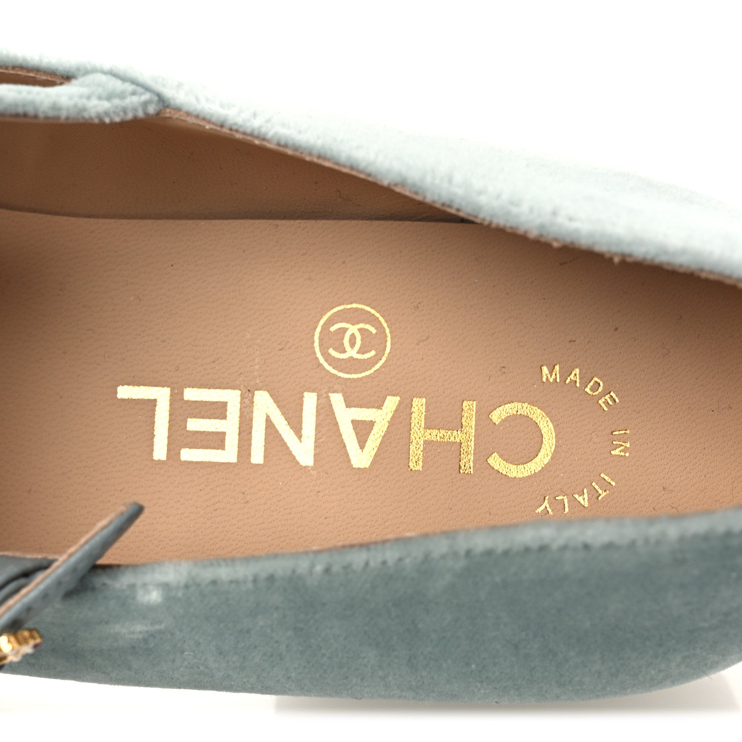 Chanel Velvet Grosgrain Bow Mary Jane Flats 37.5 Light Green White 9 of 11