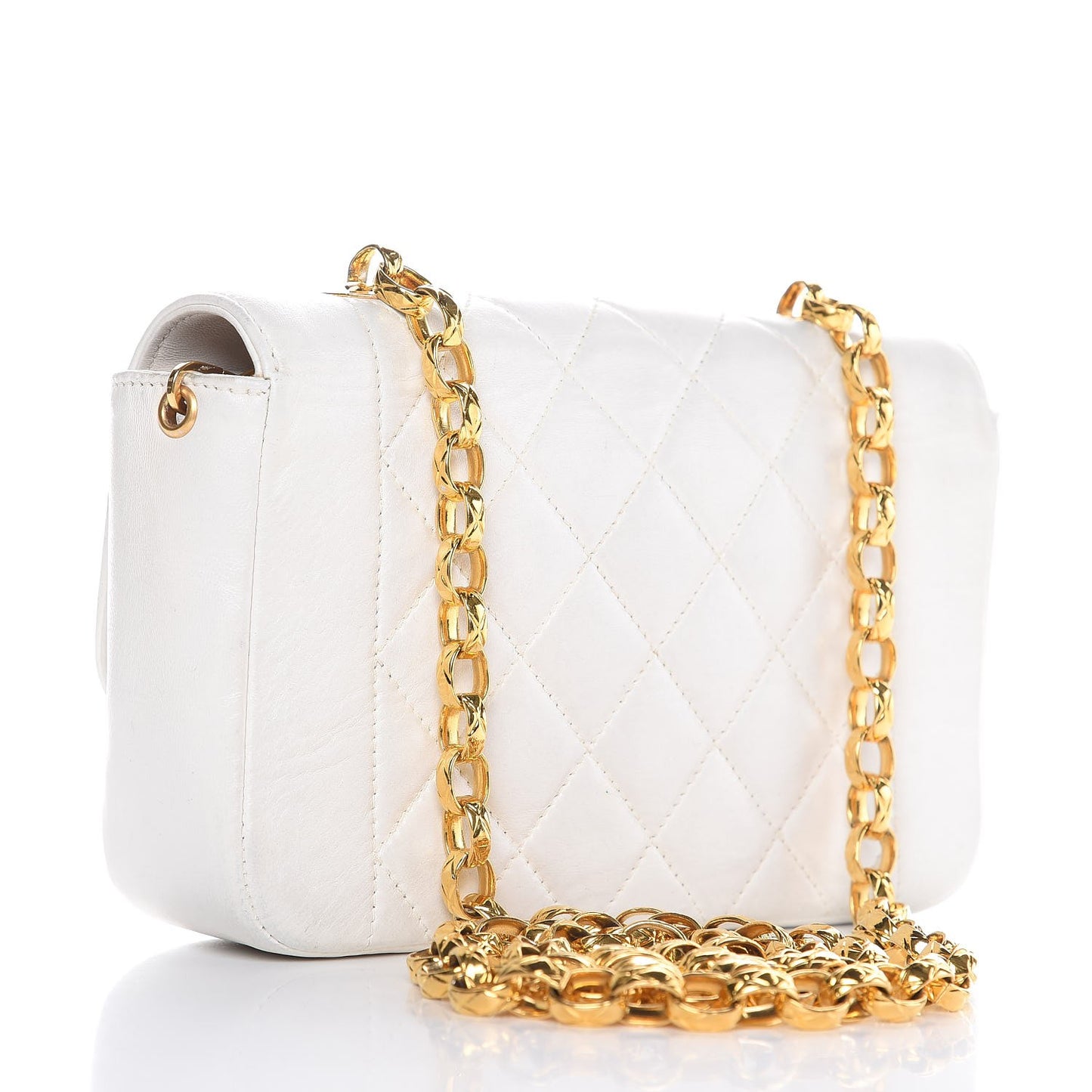 Lambskin Quilted Small Single Flap White