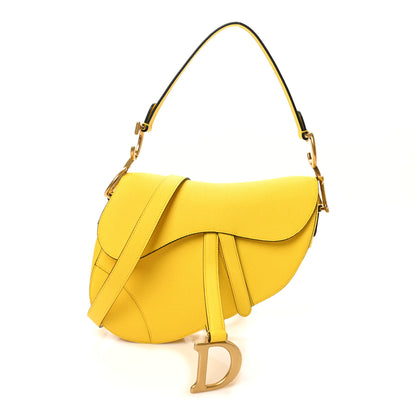 Christian Dior Grained Calfskin Saddle Bag With Strap Yellow 1 of 10