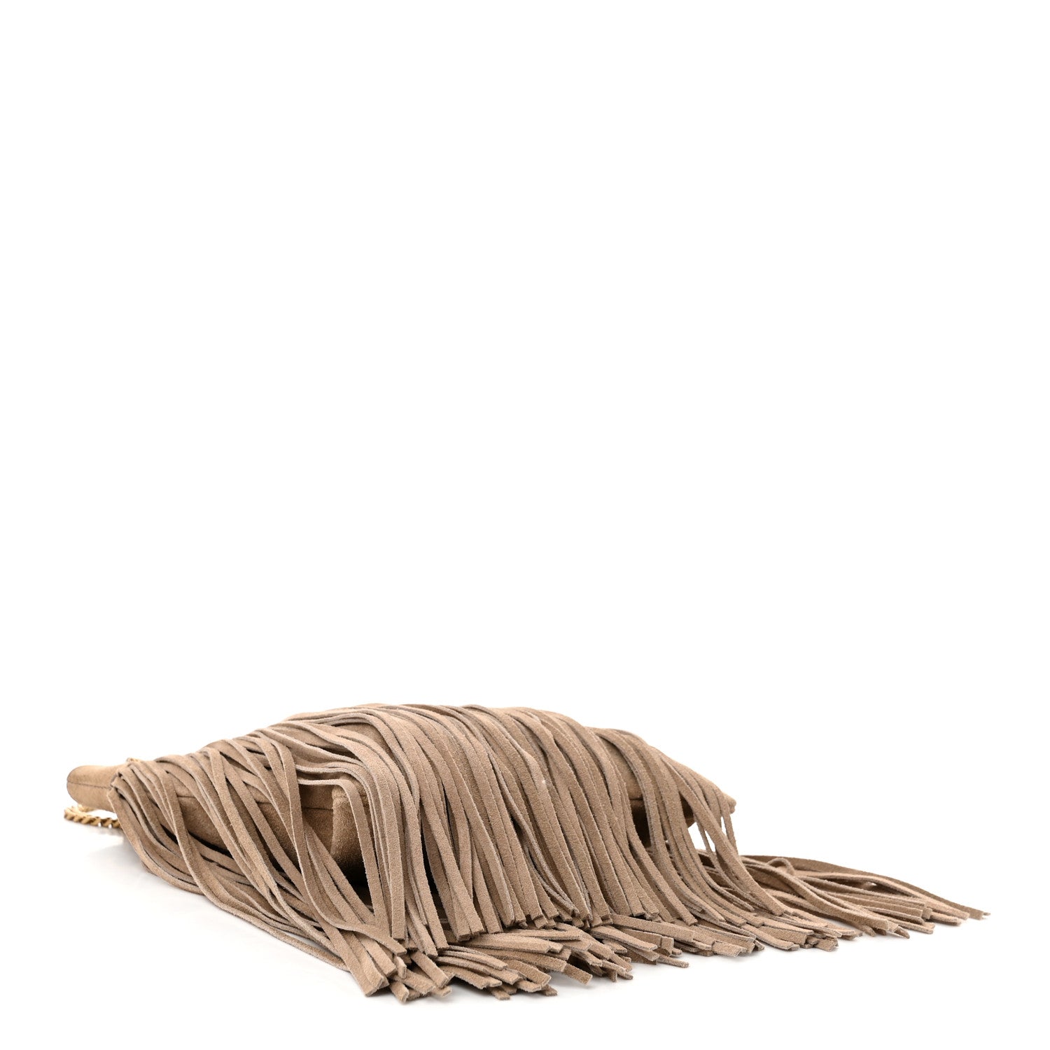 Saint Laurent Suede Calfskin Small Grace Fringed Hobo Bag Dusty Grey 4 of 10