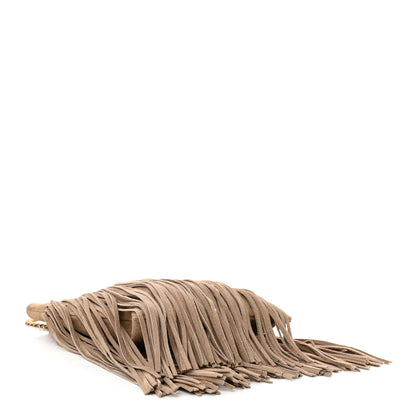 Saint Laurent Suede Calfskin Small Grace Fringed Hobo Bag Dusty Grey 4 of 10