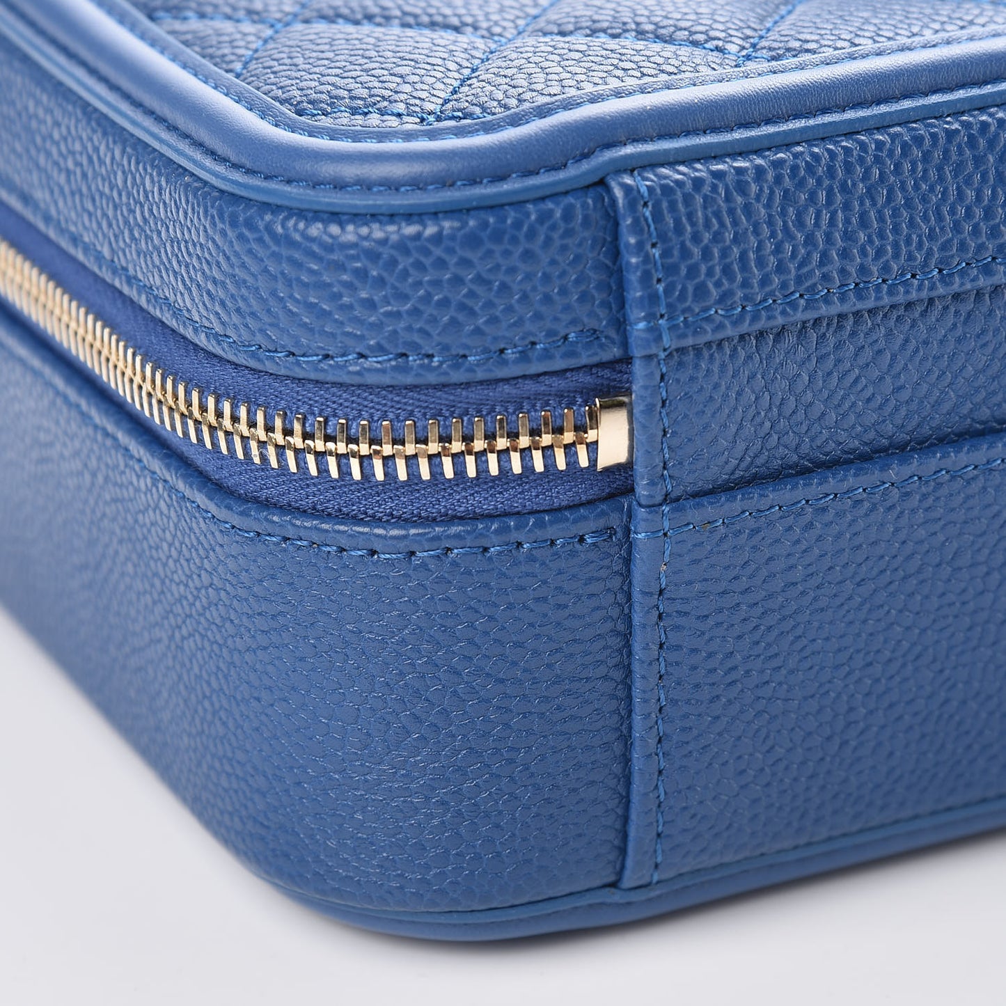 Caviar Quilted Medium CC Filigree Vanity Case Dark Blue