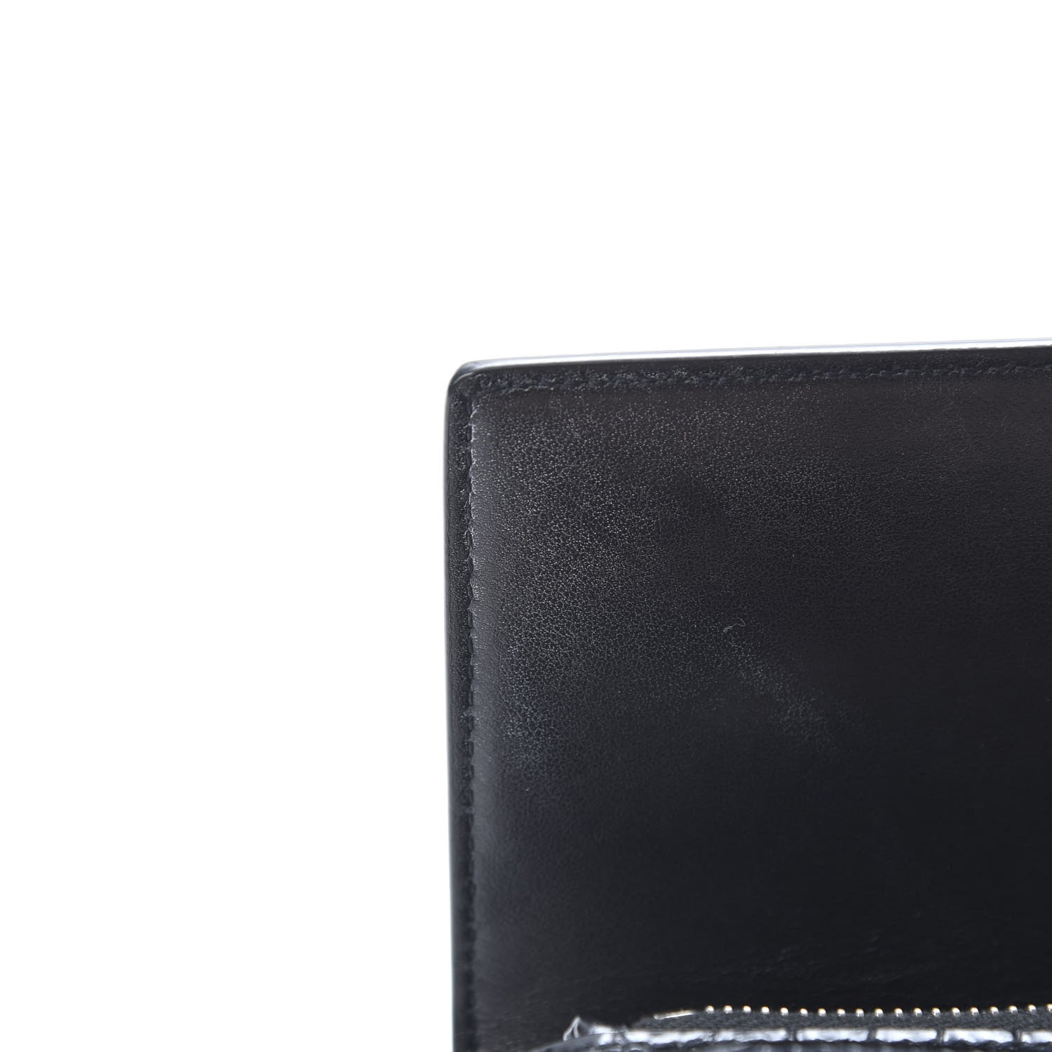 Saint Laurent Calfskin Crocodile Embossed Monogram Sunset Chain Wallet Black 13 of 13