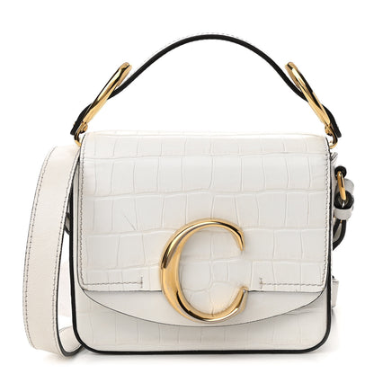 Chloe Calfskin Crocodile Embossed Mini C Double Carry Brilliant White 1 of 9