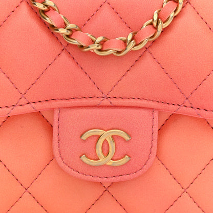 Chanel Lambskin Quilted Ombre Top Handle Flap Clutch With Chain Rose 9 of 12