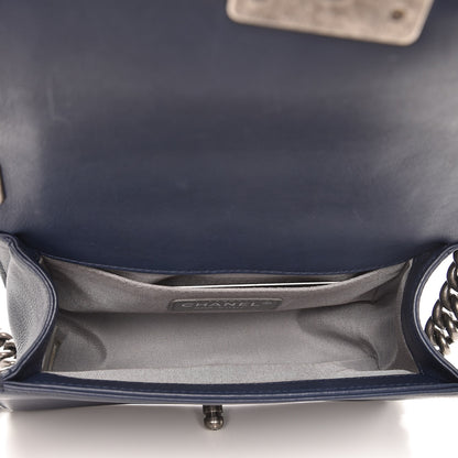 Chanel Calfskin Double Stitch Small Boy Flap Navy Blue 5 of 8