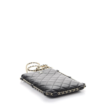 Chanel Lambskin Quilted CC Clutch With Chain Black 5 of 9