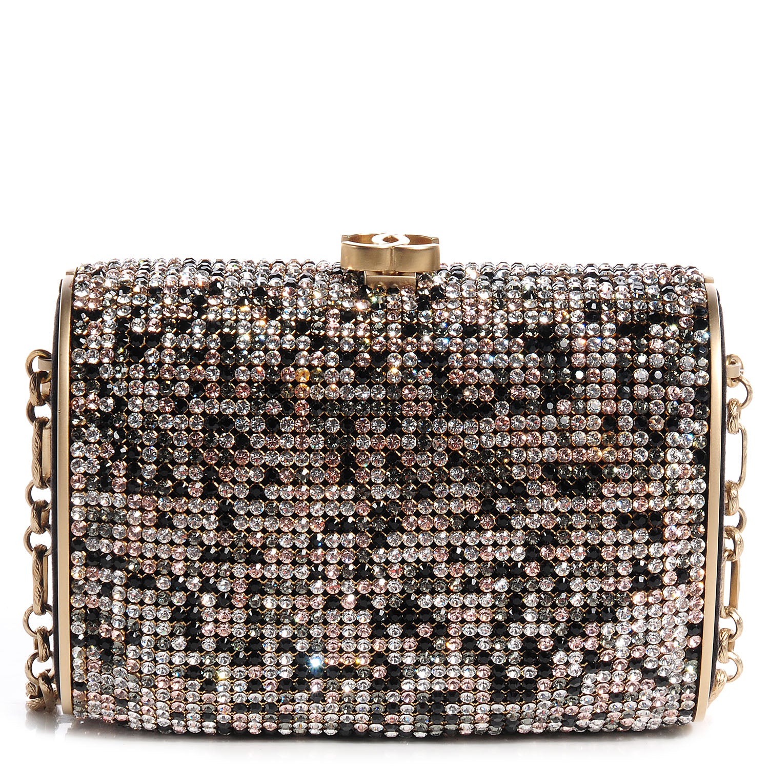 Chanel Swarovski Crystal Evening Bag Black Gold 1 of 7